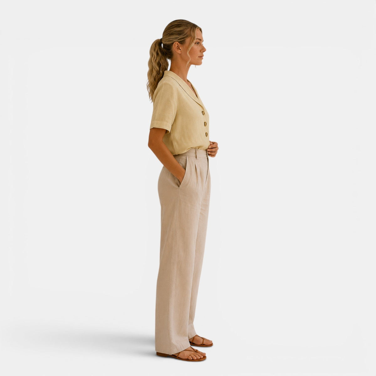 Shawl Collar Short Sleeve Blouse, Relaxed Button Front