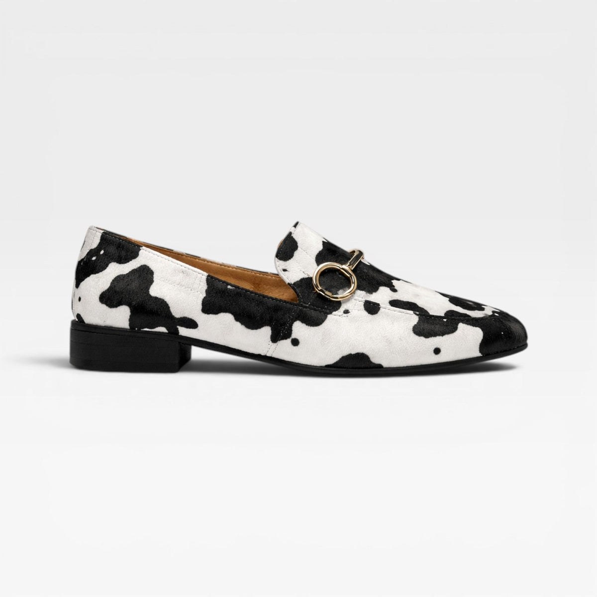 Animal Print Loafers, Metal Bit Slip On Flat Dress Shoes