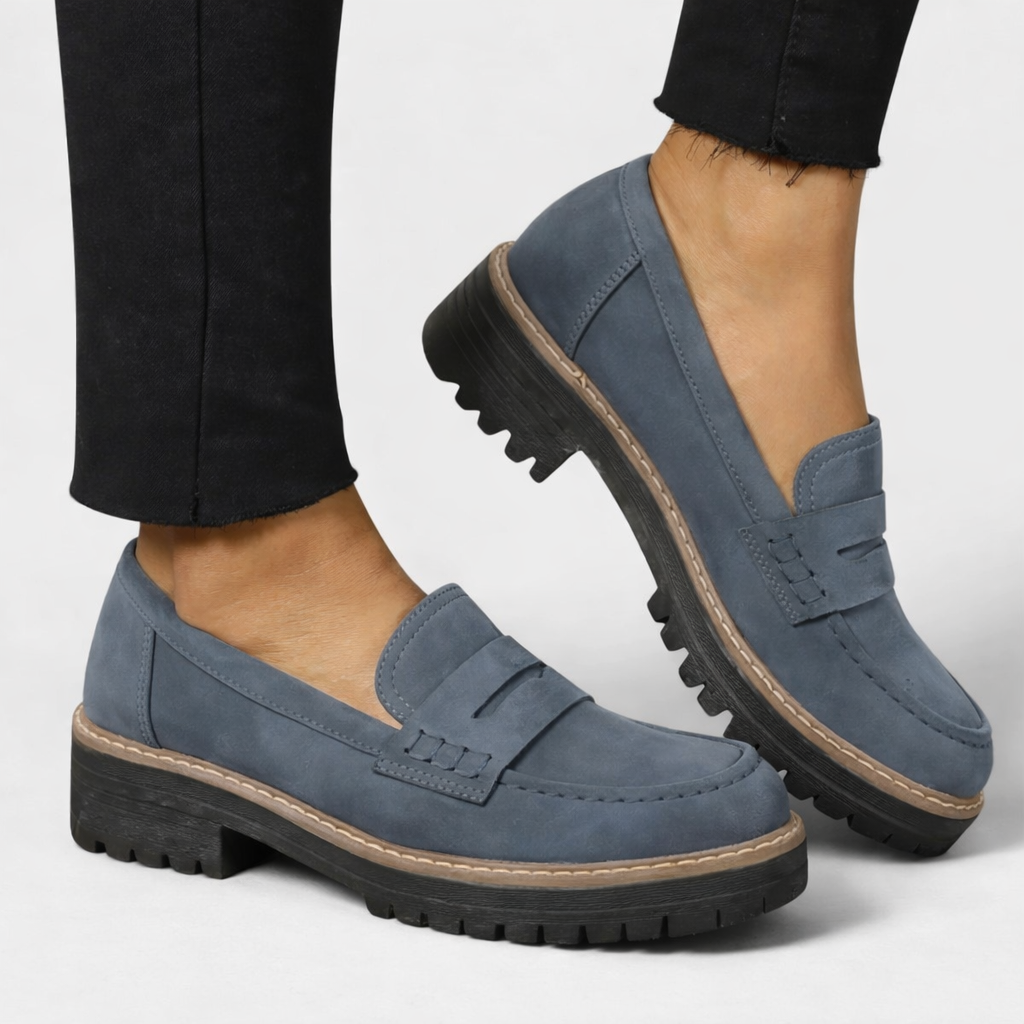 Suede Look Loafers, Flexible Slip-On Walking Shoes