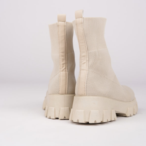 Stretch Knit Sock Ankle Boots, Slip On Heeled Booties