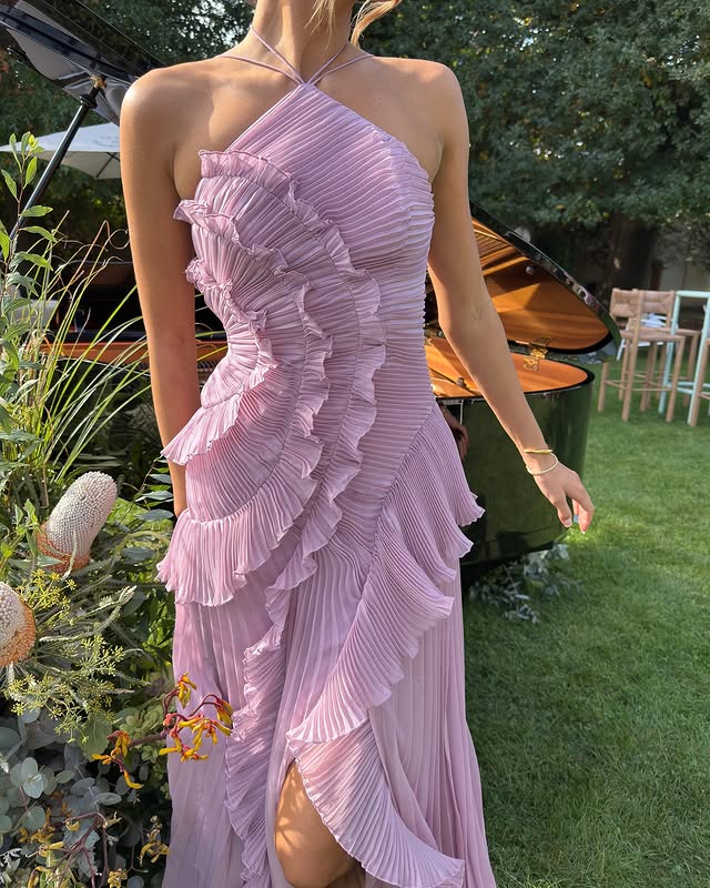 Ivy Halter Ruffled Maxi Dress