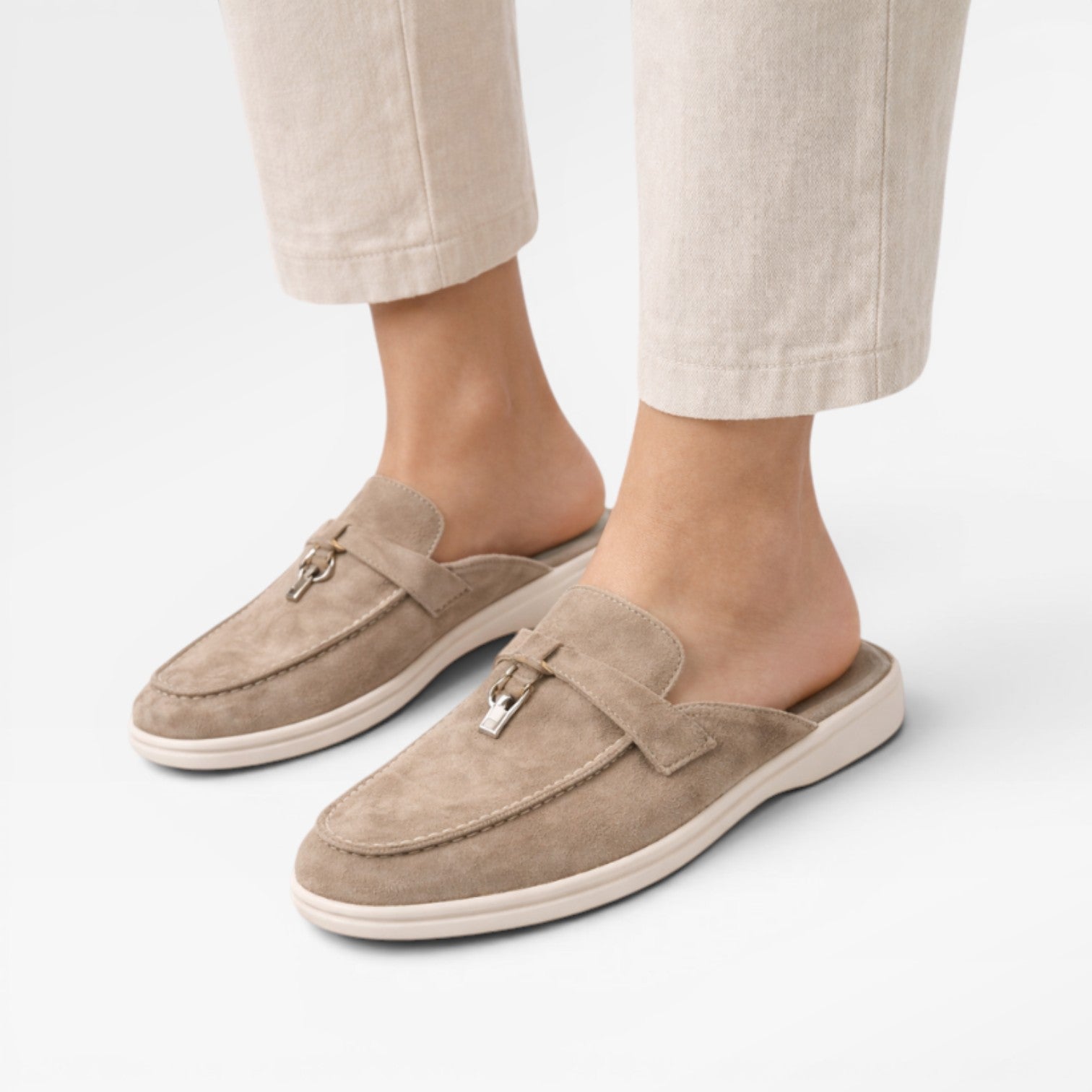 Suede Slip On Mules, Backless Flat Everyday Slide Shoes