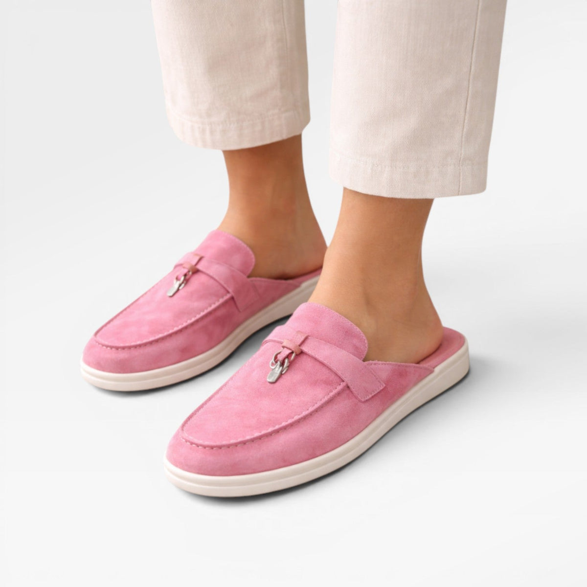 Suede Slip On Mules, Backless Flat Everyday Slide Shoes