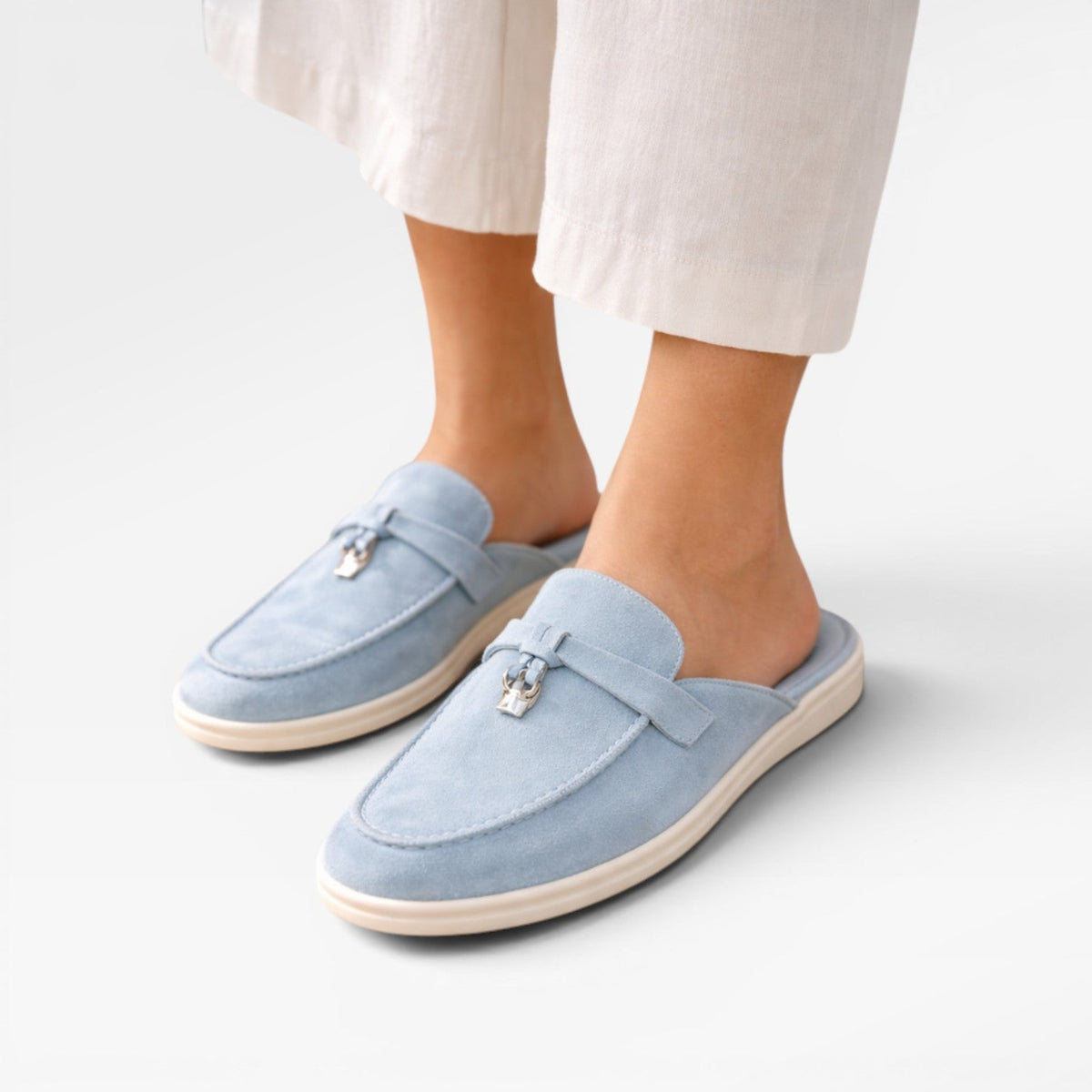 Suede Slip On Mules, Backless Flat Everyday Slide Shoes