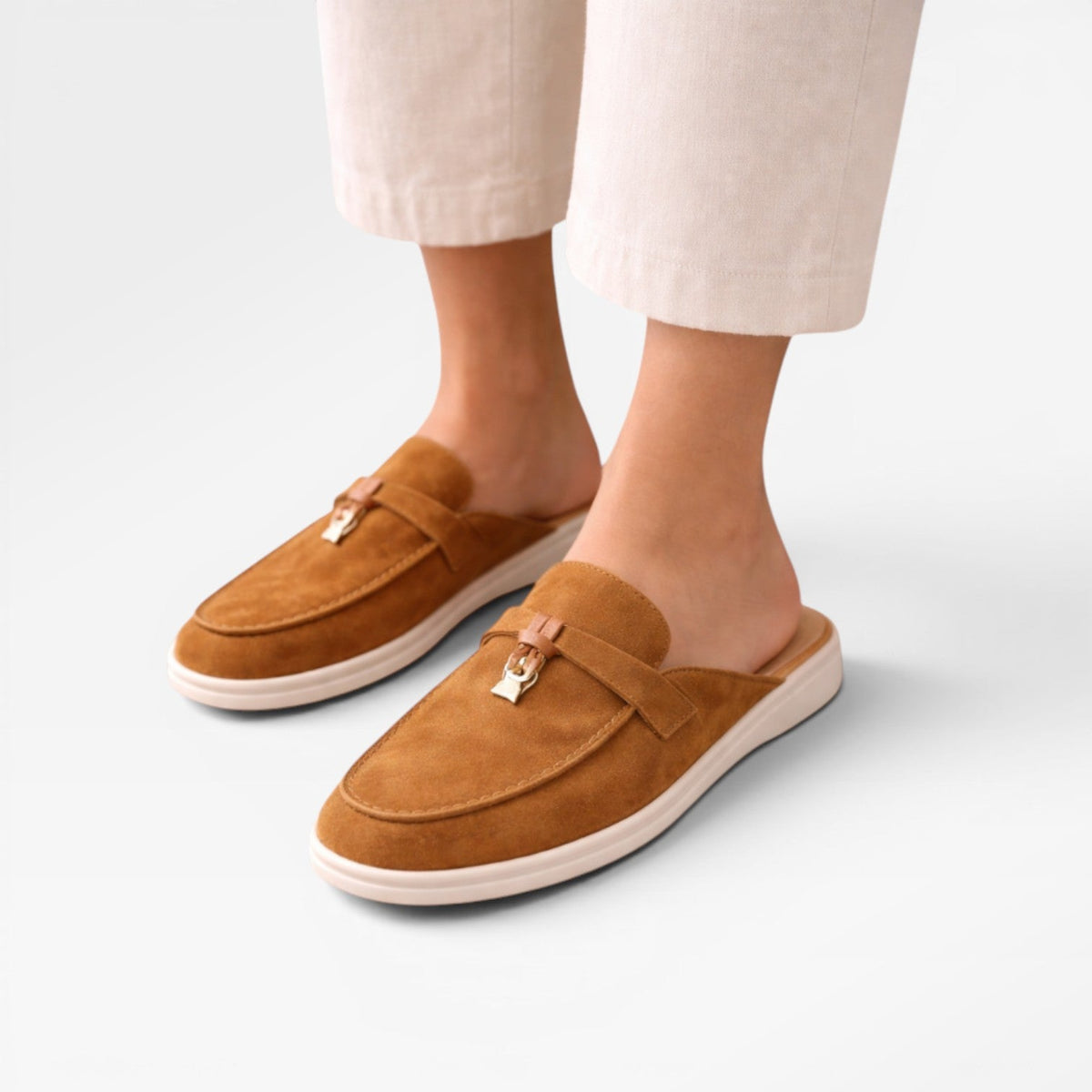 Suede Slip On Mules, Backless Flat Everyday Slide Shoes