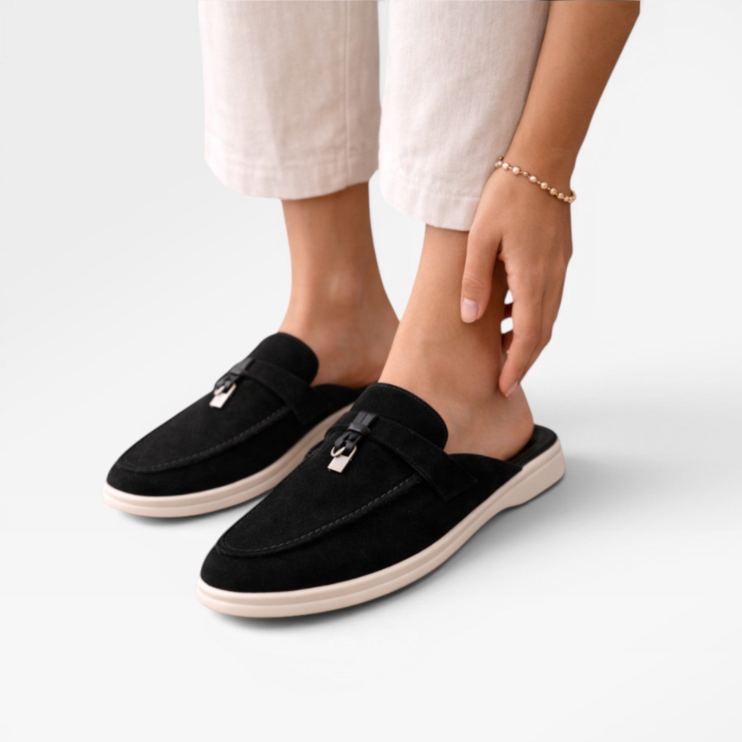 Suede Slip On Mules, Backless Flat Everyday Slide Shoes