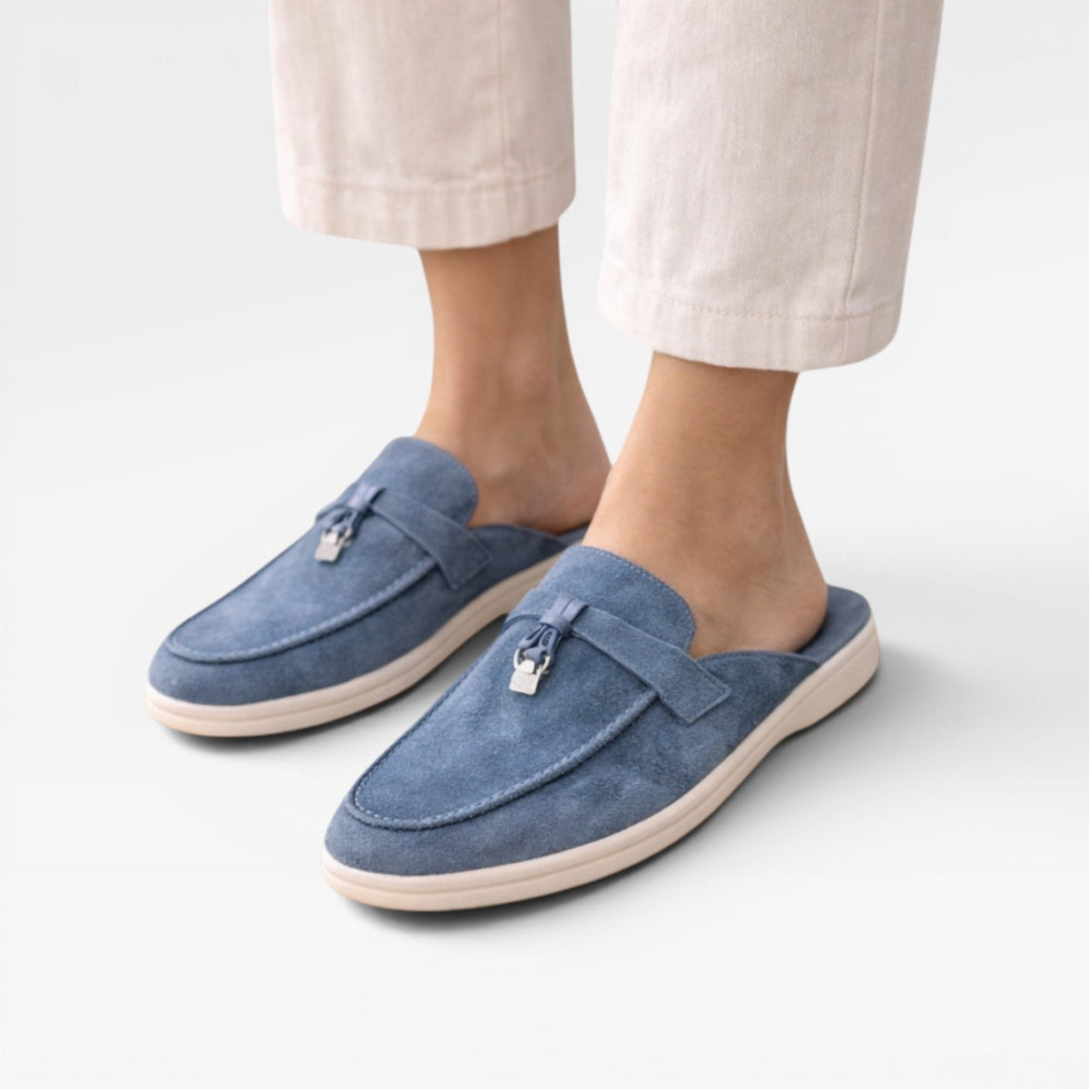 Suede Slip On Mules, Backless Flat Everyday Slide Shoes