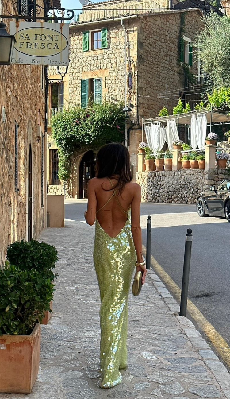 Autumn Open Back Sequin Maxi Dress