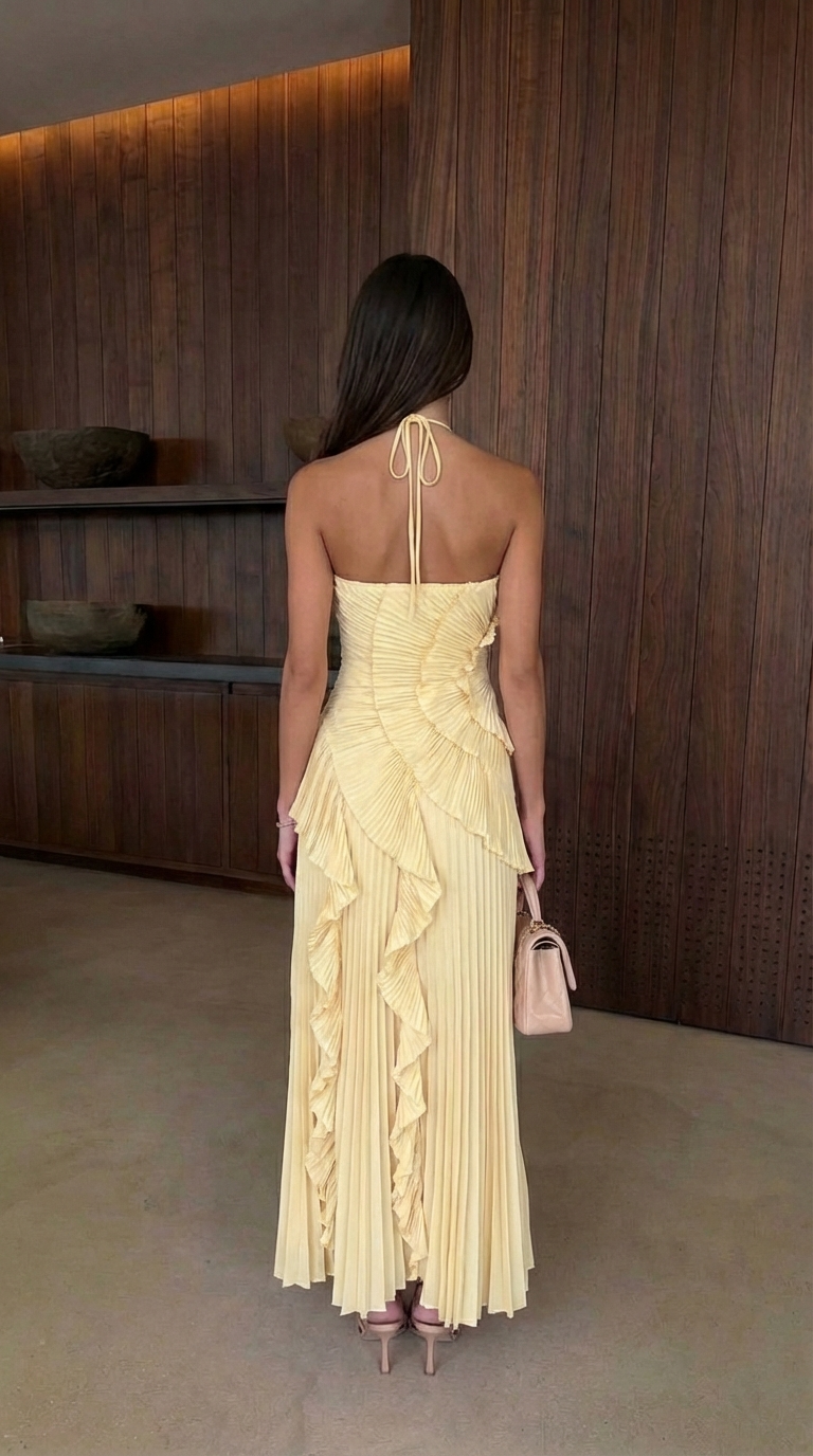 Ivy Halter Ruffled Maxi Dress