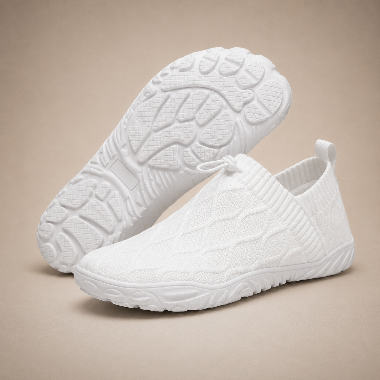 Knit Slip On Sneakers, Cushioned Bungee Lace Trainers