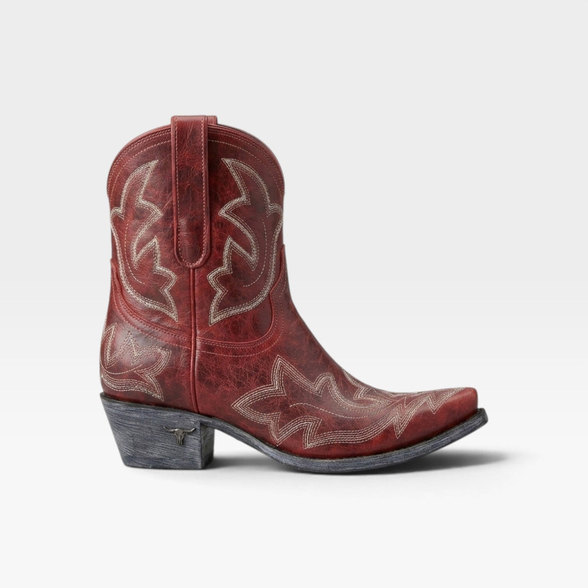 Embroidered Cowboy Boots, Distressed Snip Toe Ankle
