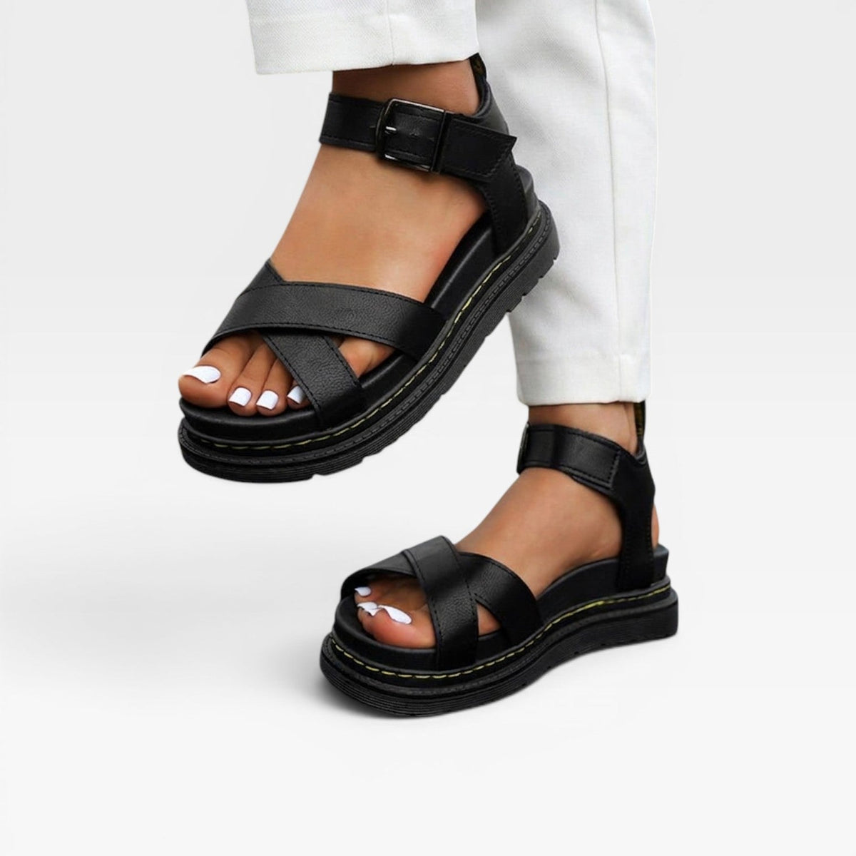 Chunky Platform Sandals, Cross Strap Buckle Summer Shoes