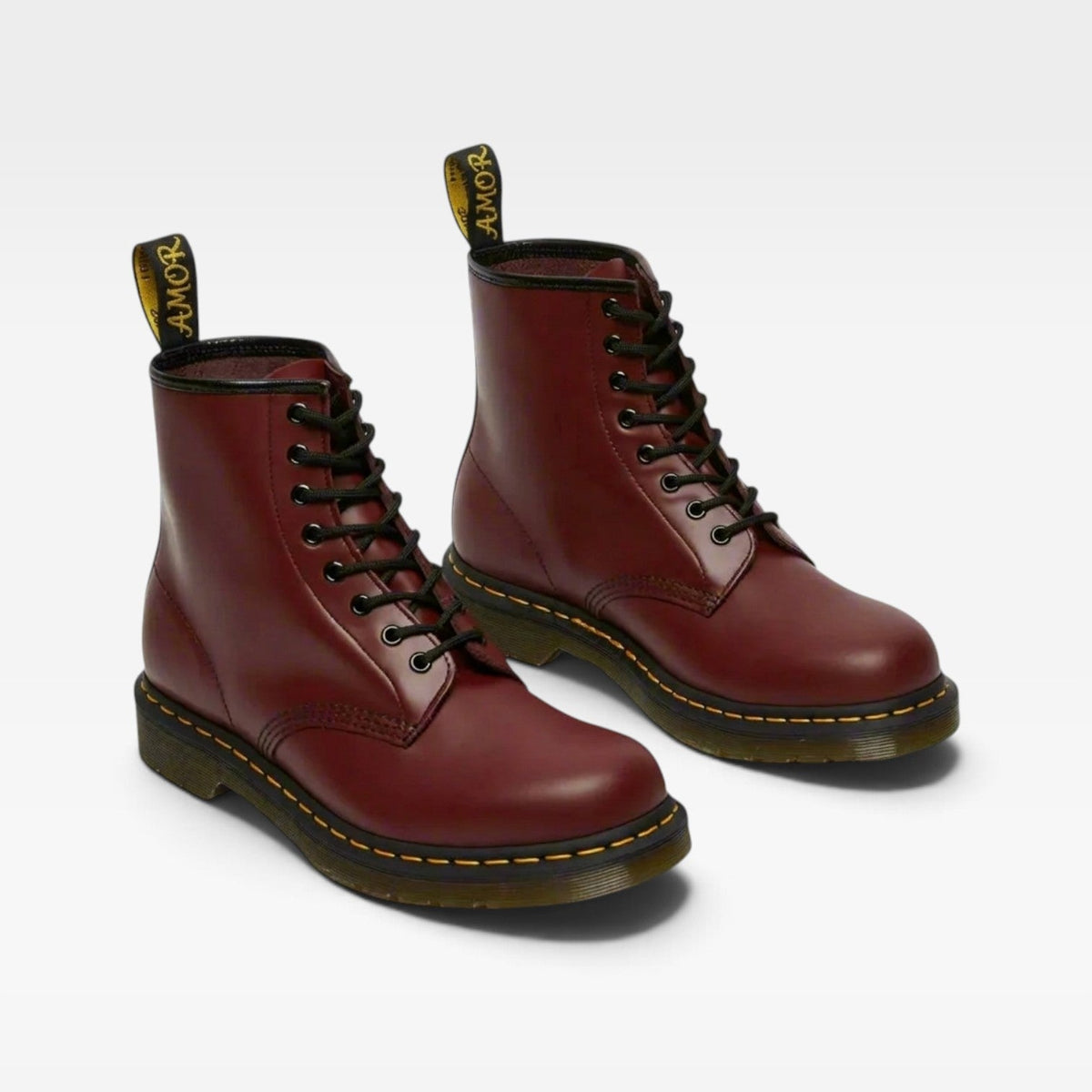 Leather Combat Boots, 8 Eye Lace Up Chunky Round Toe