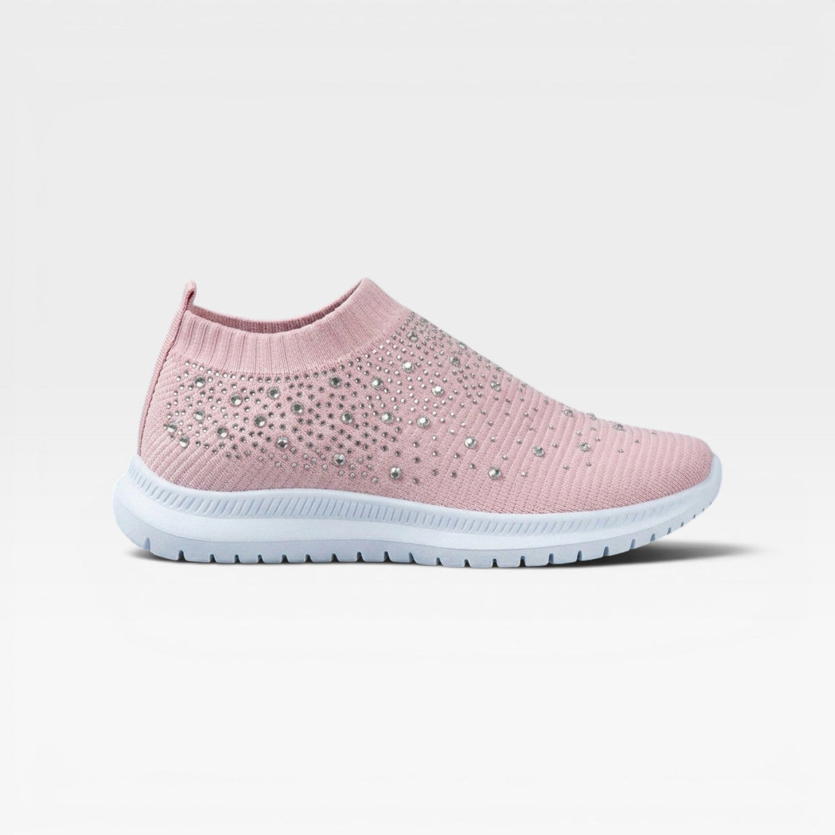Diamante Knit Slip On Trainers, Crystal Sock Fit Shoes