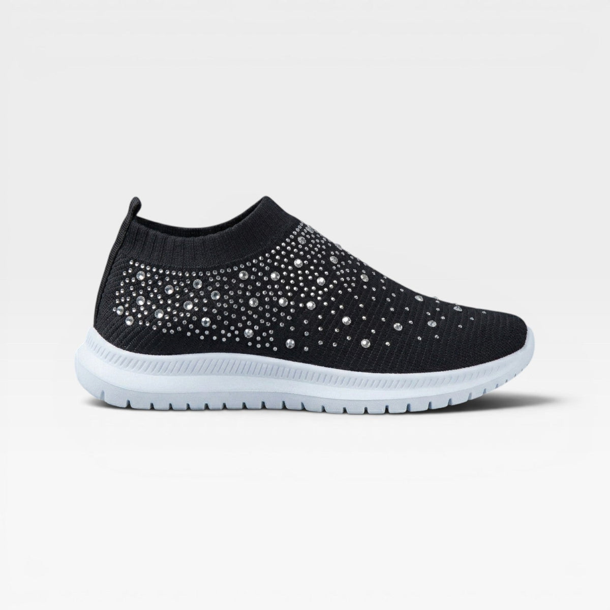 Diamante Knit Slip On Trainers, Crystal Sock Fit Shoes