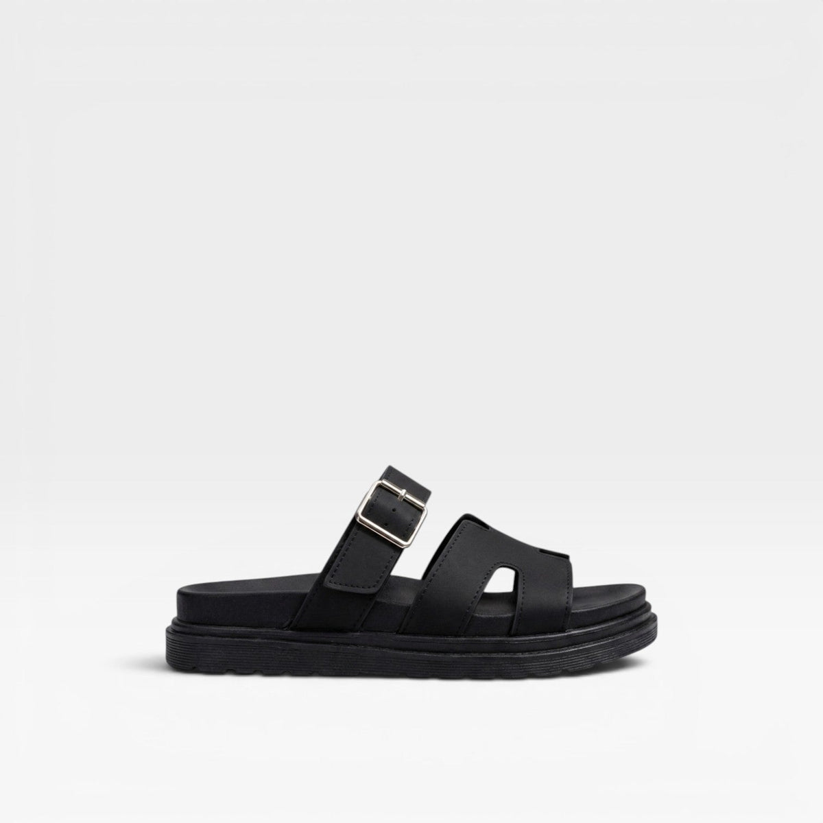 Chunky Platform Sandals, Cross Band Cutout Buckle Strap