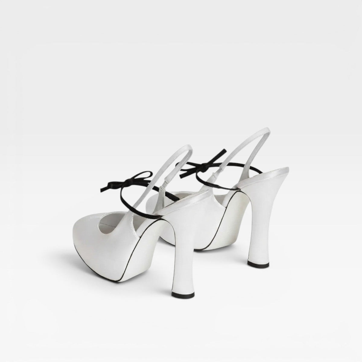 Ballet Slingback Pumps, Bow Detail Stiletto Round Toe