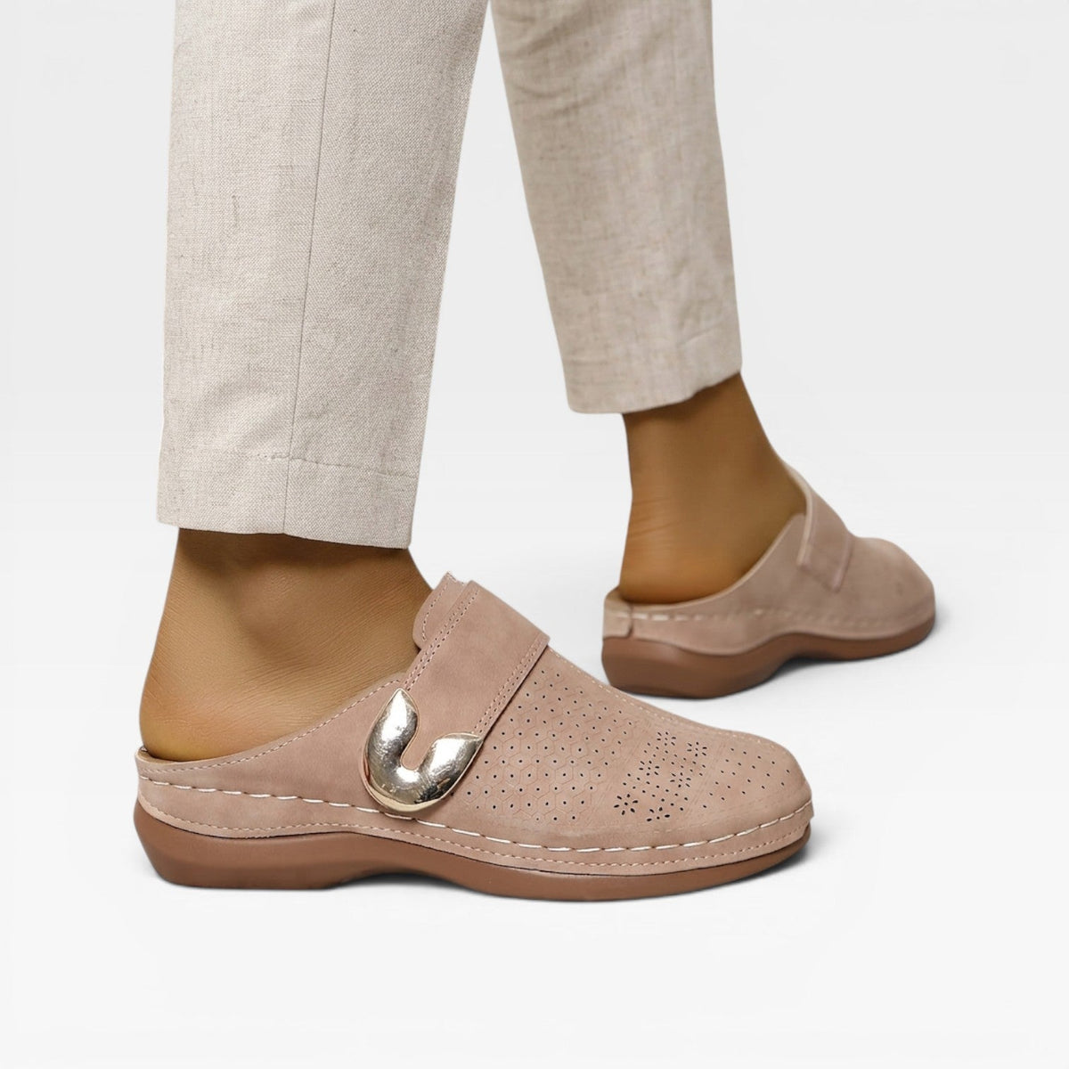 Leather Look Mules, Closed Toe Open Back Flat Shoes