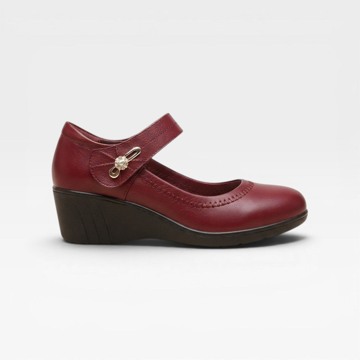 Leather Mary Jane Pumps, Cushioned 1.5 Inch Mid Heel