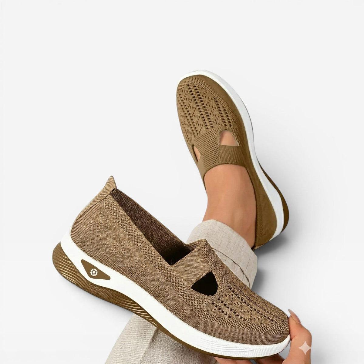 Arch Support Slip On Trainers, Cushioned Knit Shoes