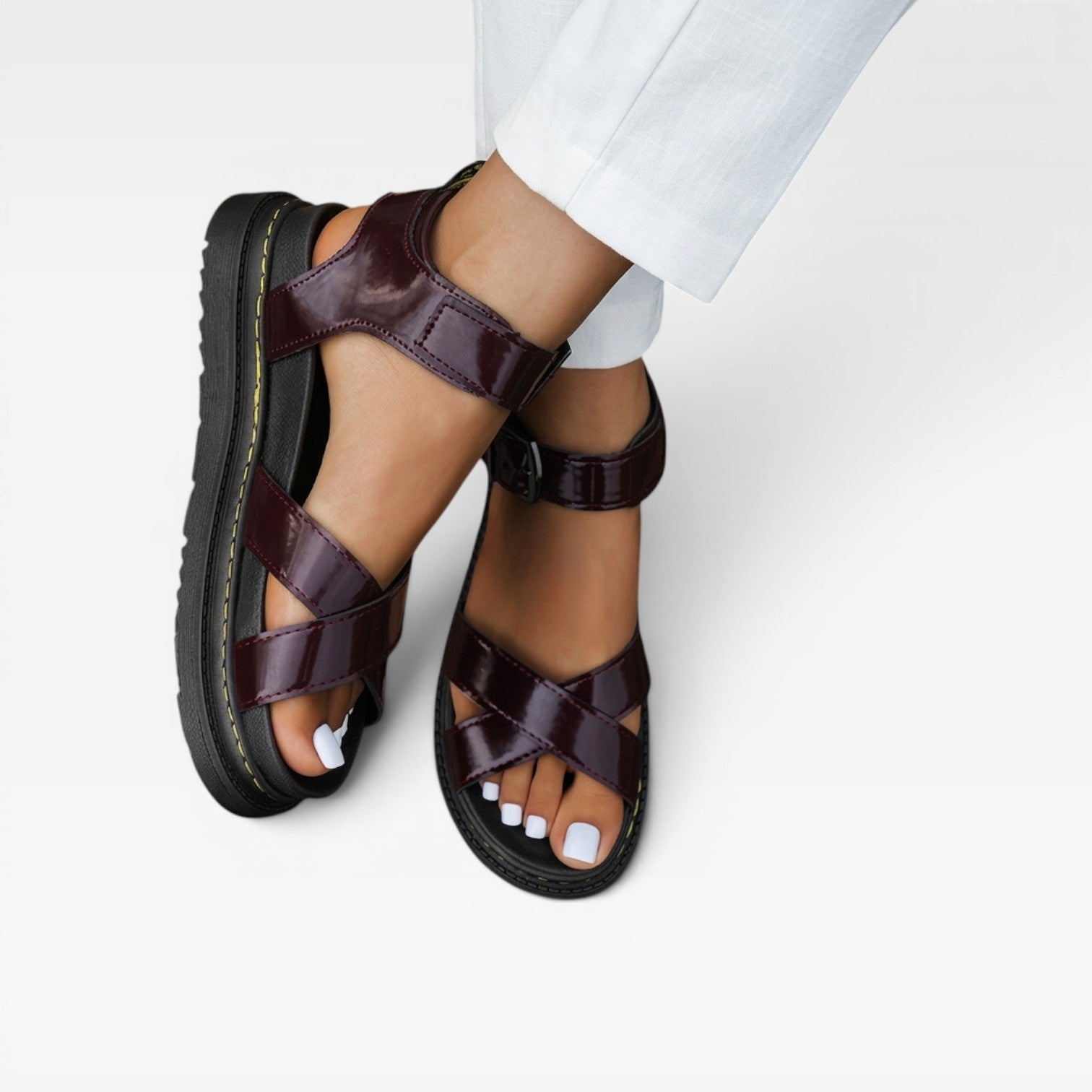 Chunky Platform Sandals, Cross Strap Buckle Summer Shoes
