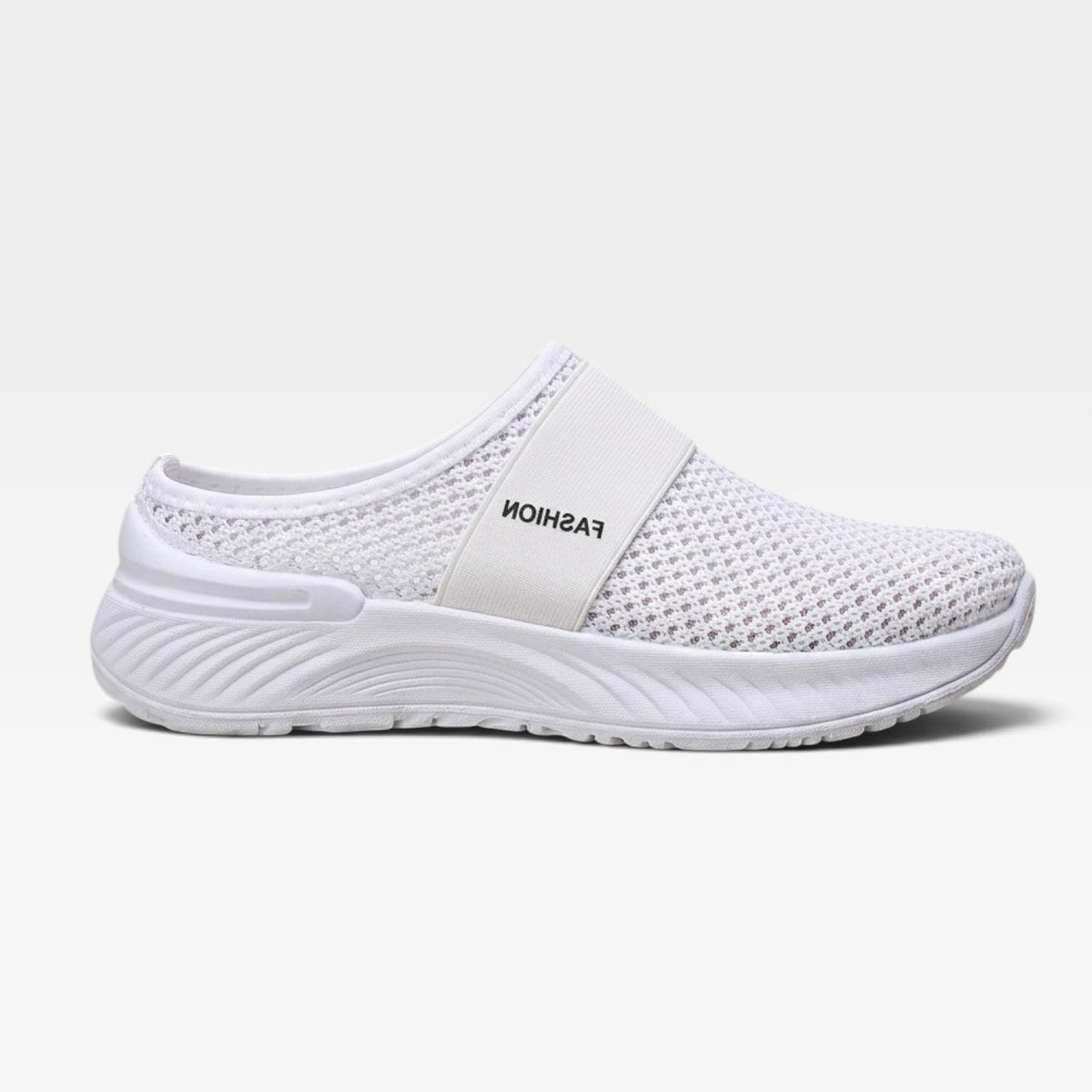 Backless Knit Sneakers, Cushioned Platform Slip On Mule