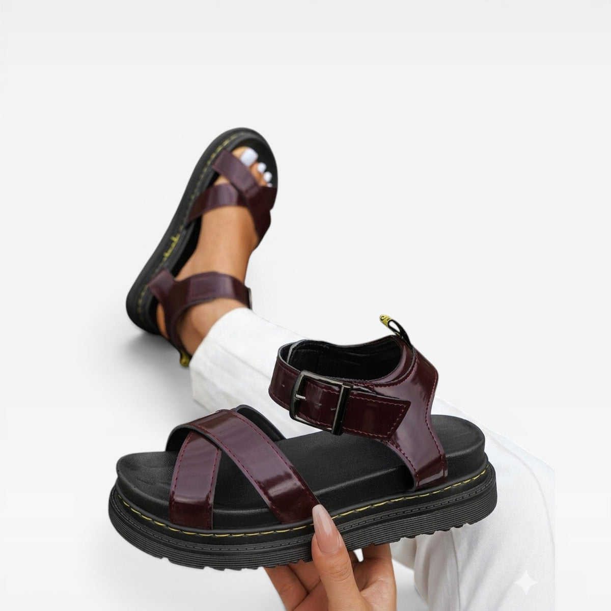 Chunky Platform Sandals, Cross Strap Buckle Summer Shoes