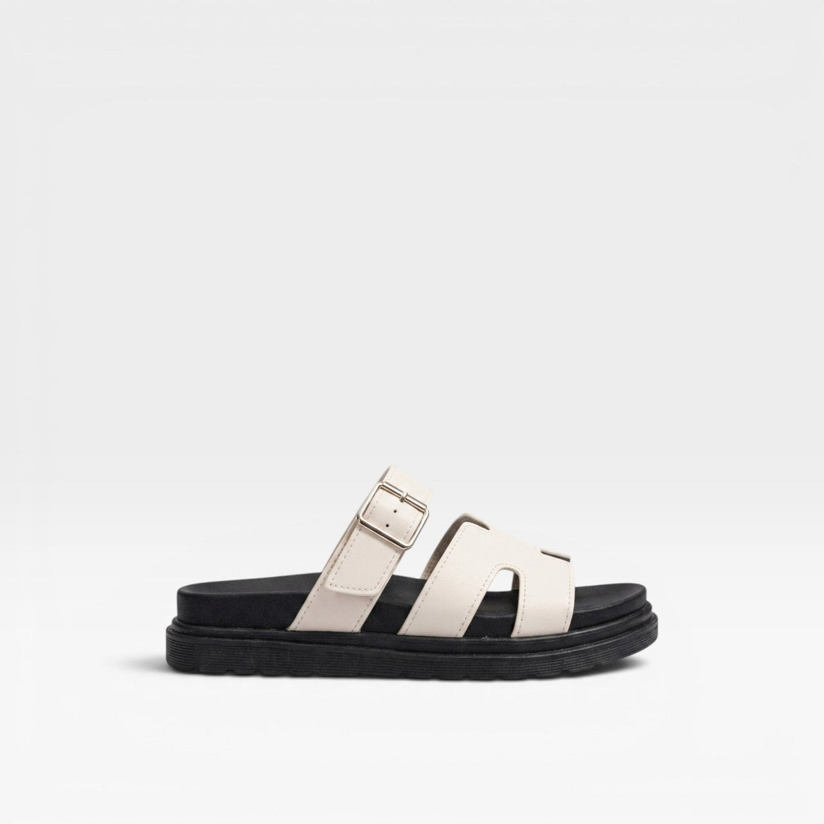 Chunky Platform Sandals, Cross Band Cutout Buckle Strap