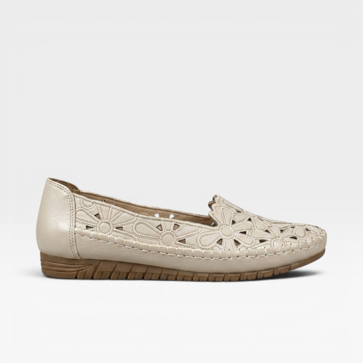 Floral Cutout Flats, Slip On Round Toe Summer Shoes