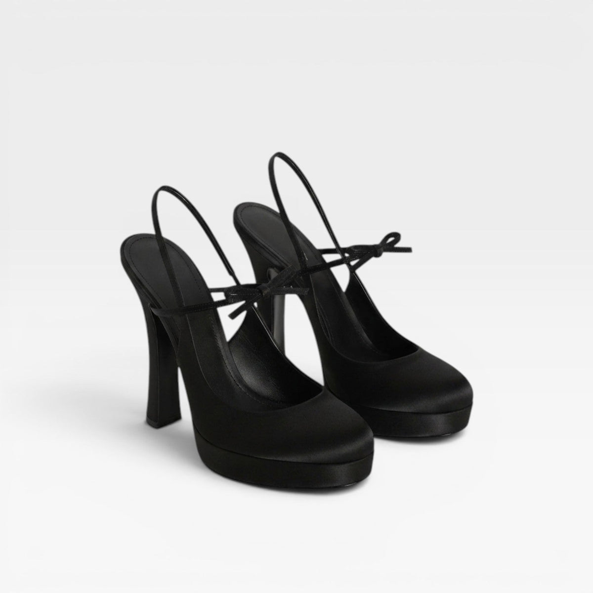 Ballet Slingback Pumps, Bow Detail Stiletto Round Toe