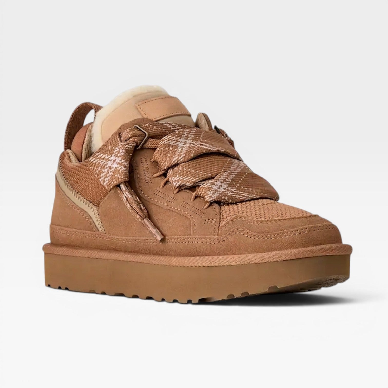 Shearling Lined Suede Sneakers, Chunky Cushion Sole