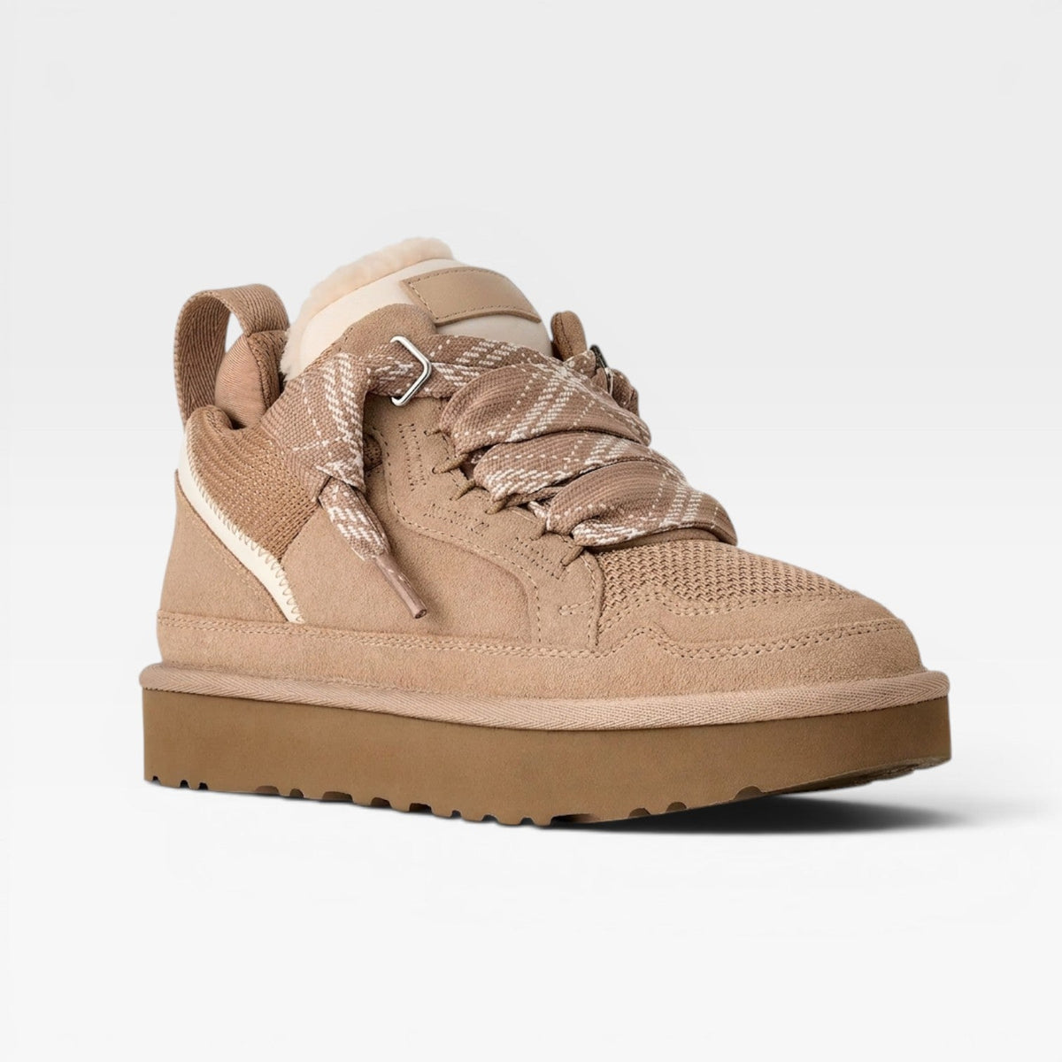 Shearling Lined Suede Sneakers, Chunky Cushion Sole