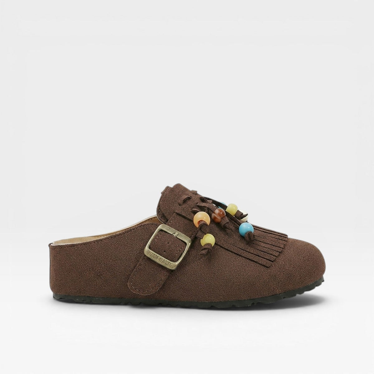 Fringe Suede Clogs, Slip On Boho Mules with Soft Lining