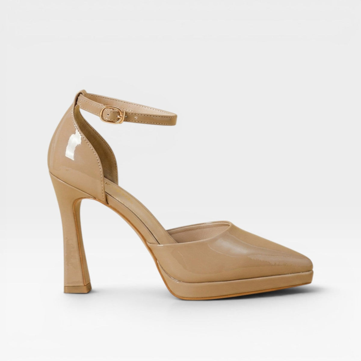 Patent Leather Pointed Toe Pumps, Ankle Strap Stiletto