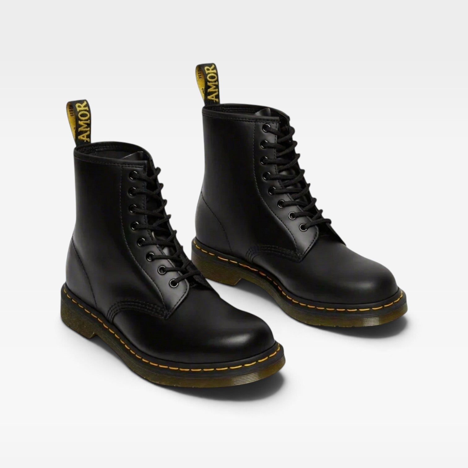 Leather Combat Boots, 8 Eye Lace Up Chunky Round Toe