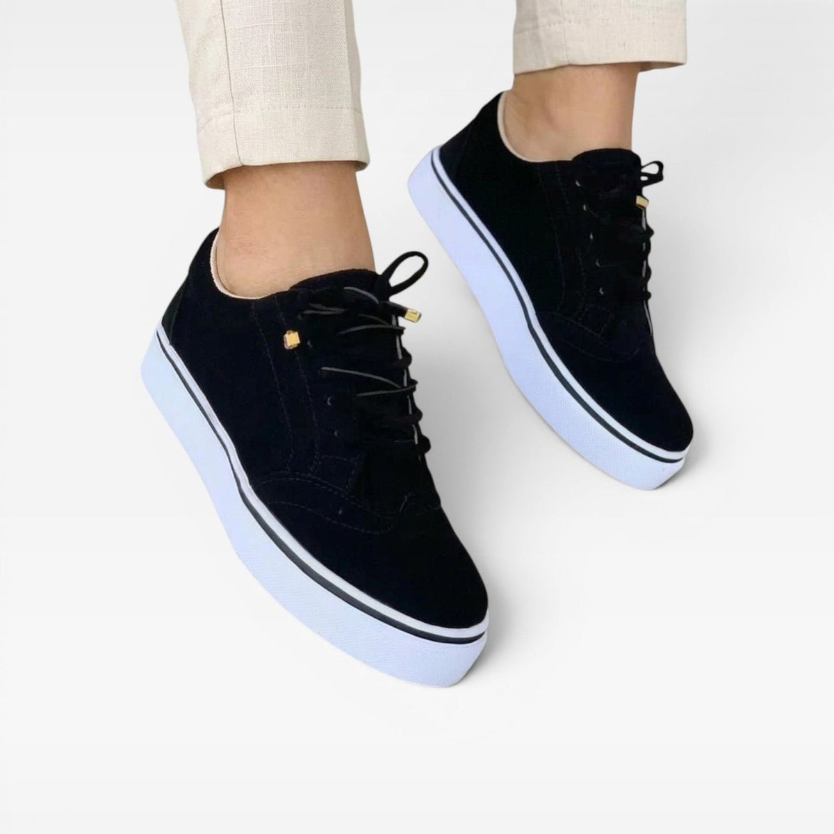 Suede Look Brogue Trainers, Lace Up Platform Shoes