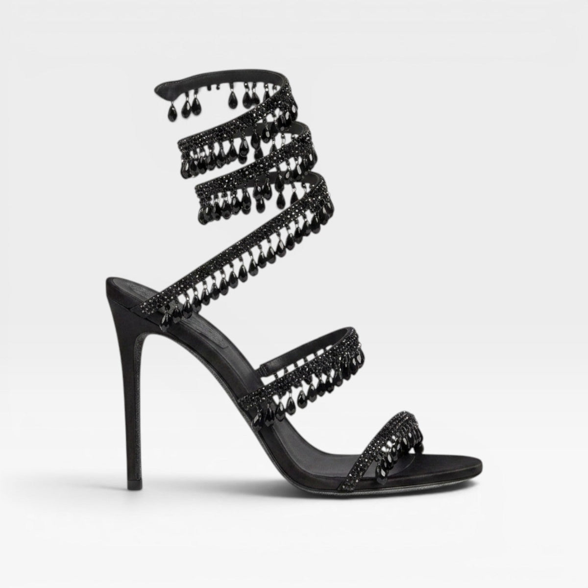 Crystal Strappy Heeled Sandals, Hand Sewn Party Shoes