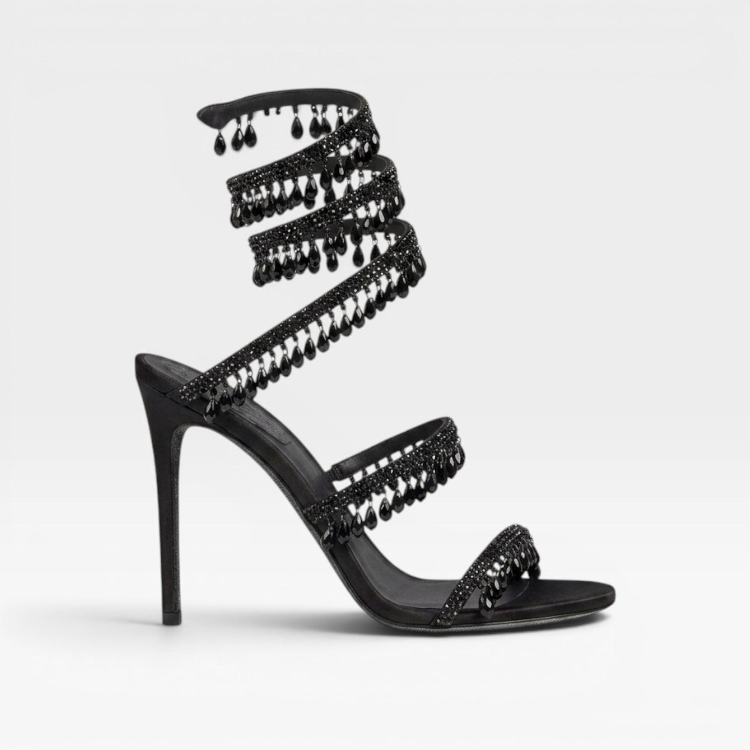 Crystal Strappy Heeled Sandals, Hand Sewn Party Shoes