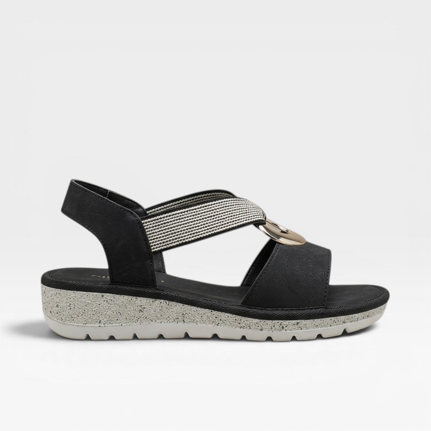 Toe Loop Flat Sandals, Gold Ring Slingback Comfort Sole