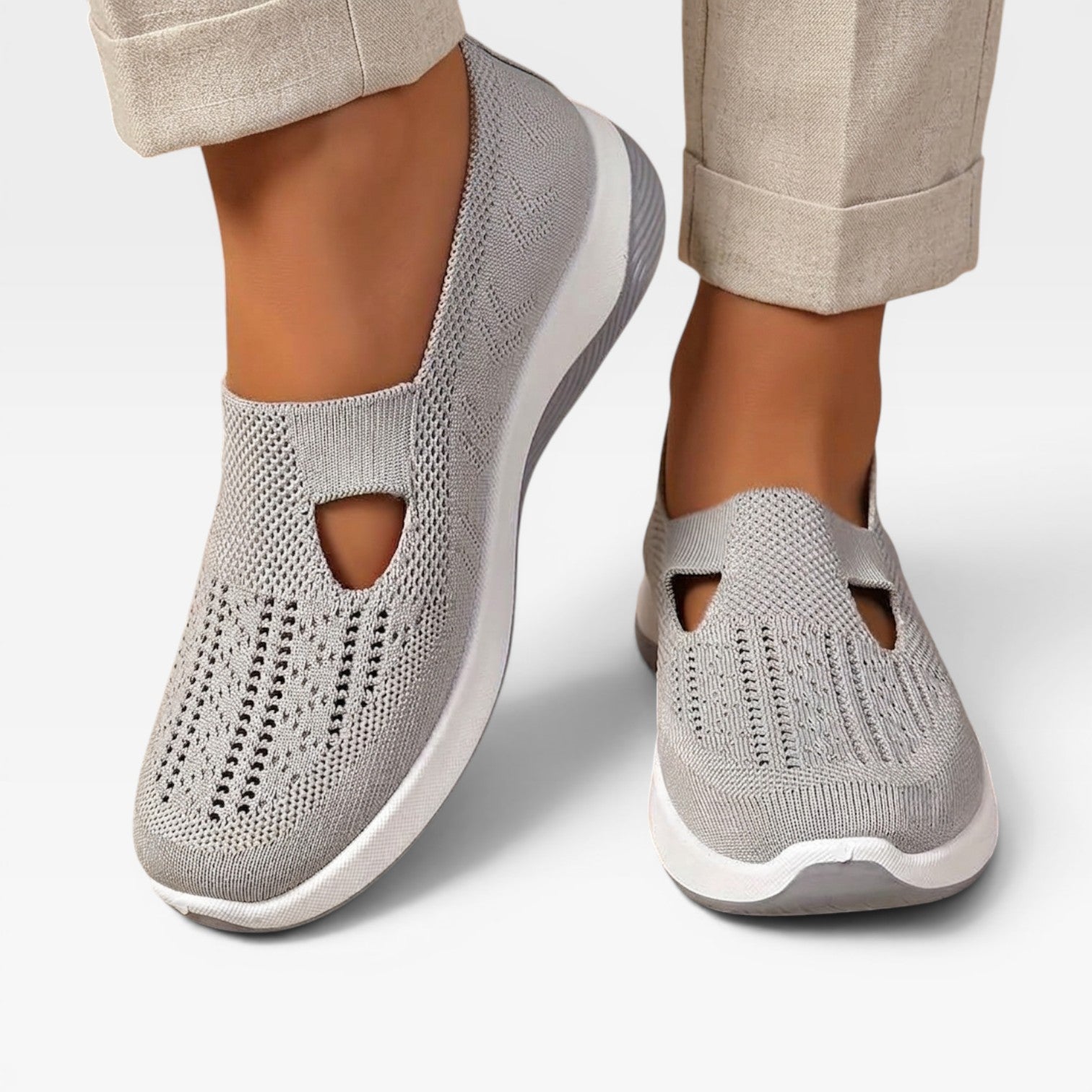 Arch Support Slip On Trainers, Cushioned Knit Shoes