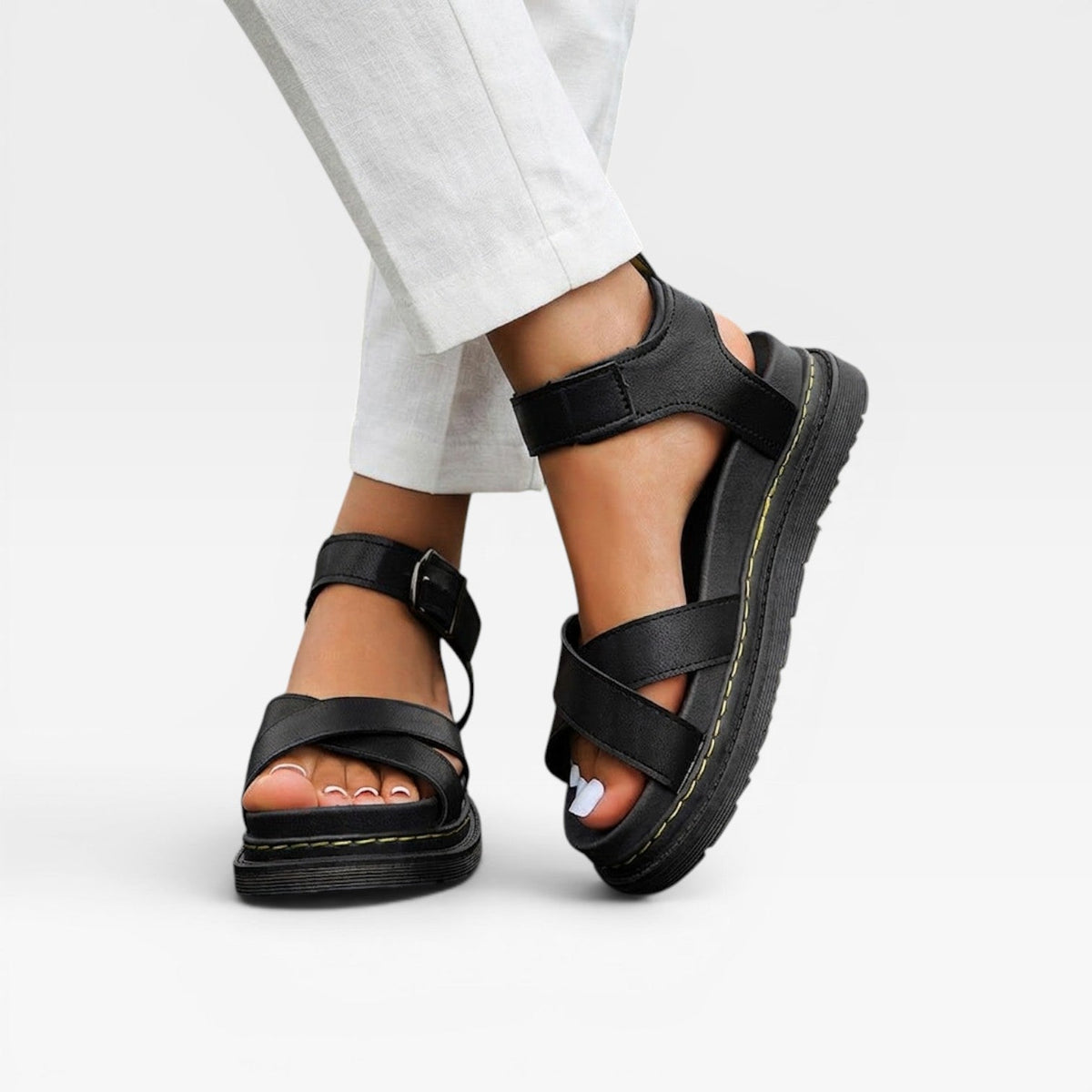 Chunky Platform Sandals, Cross Strap Buckle Summer Shoes