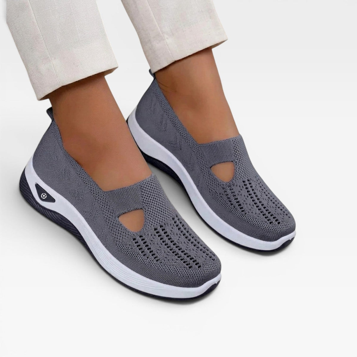 Arch Support Slip On Trainers, Cushioned Knit Shoes