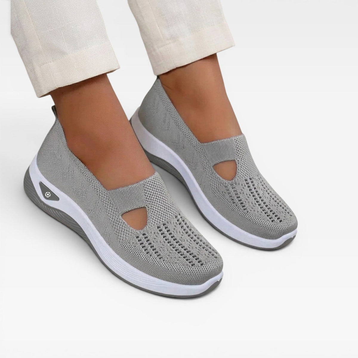 Arch Support Slip On Trainers, Cushioned Knit Shoes