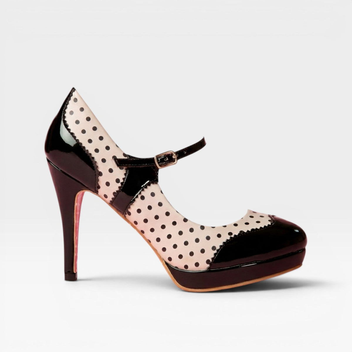 Polka Dot Mary Jane Pumps, Retro Patent Platform Heels