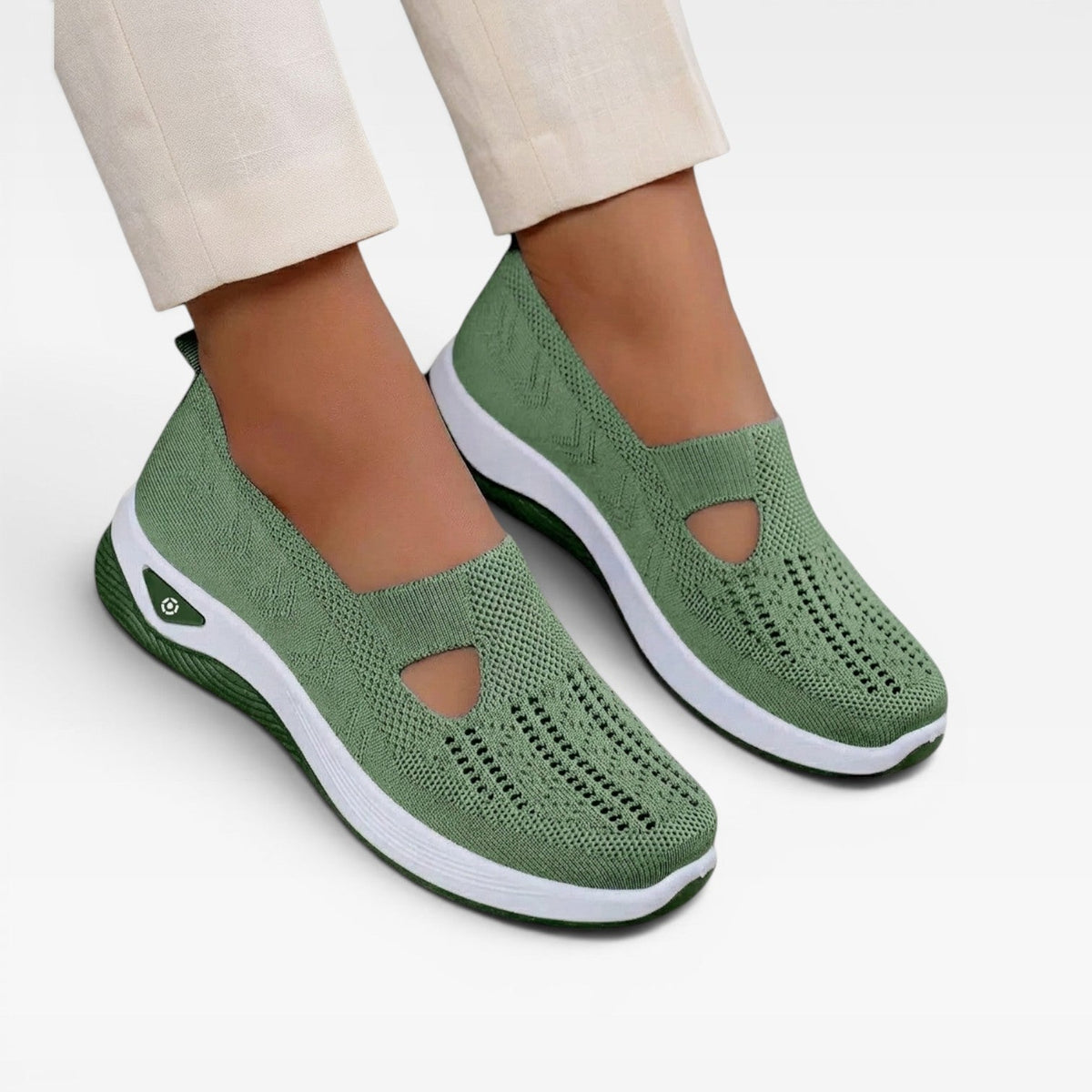 Arch Support Slip On Trainers, Cushioned Knit Shoes