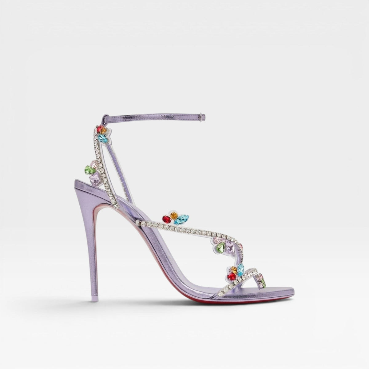 Crystal Embellished Strappy Sandals, Stiletto Heels