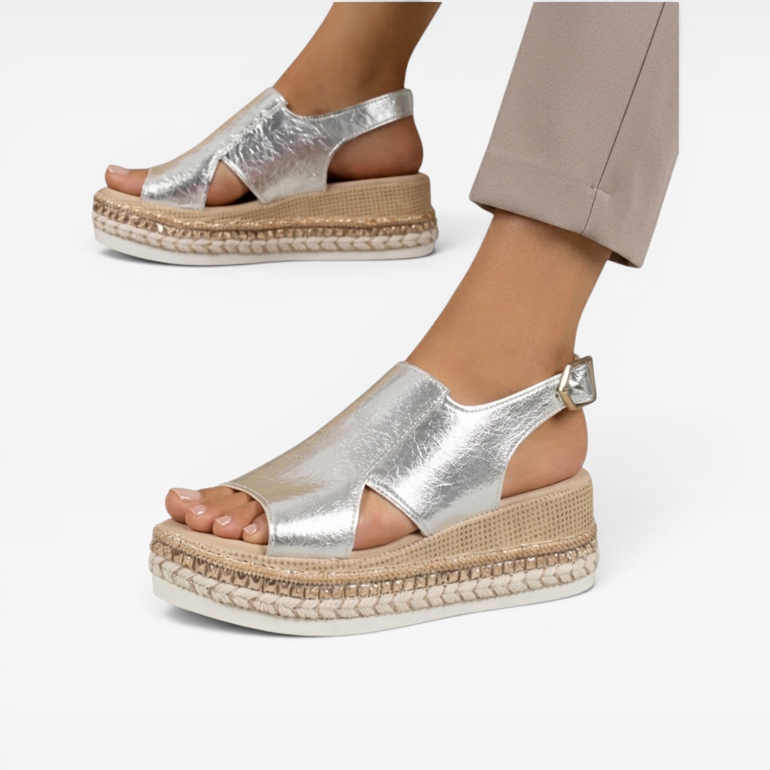 Espadrille Wedge Sandals, Slingback Woven Jute Platform