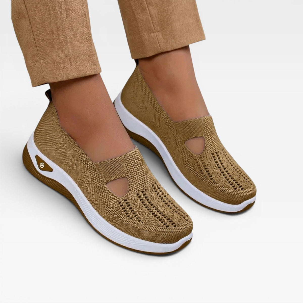 Arch Support Slip On Trainers, Cushioned Knit Shoes
