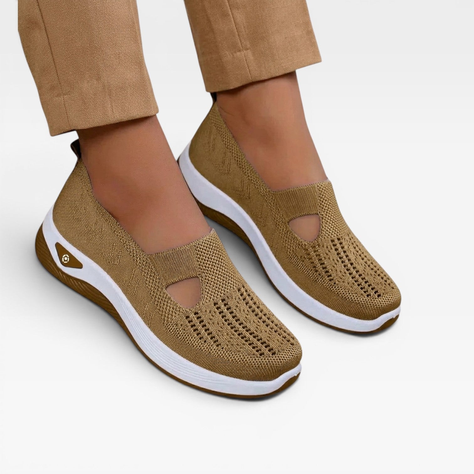 Arch Support Slip On Trainers, Cushioned Knit Shoes