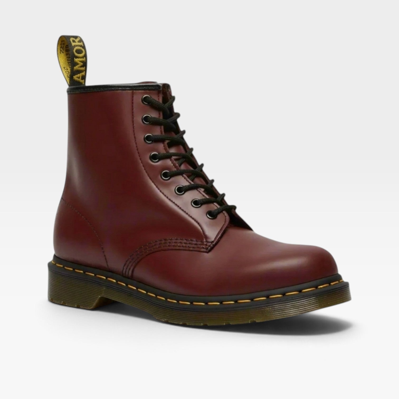 Leather Combat Boots, 8 Eye Lace Up Chunky Round Toe